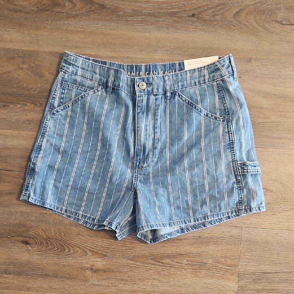 American Eagle Outfitters Blue Jean Shorts with Stripes